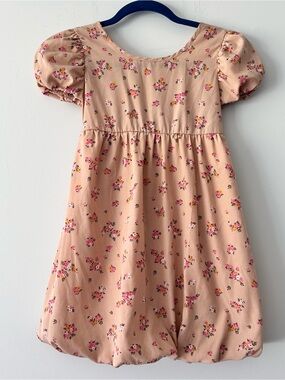 Jenna & Jessie|Girls Peach Floral Puff-Sleeve Bubble Dress sz 8